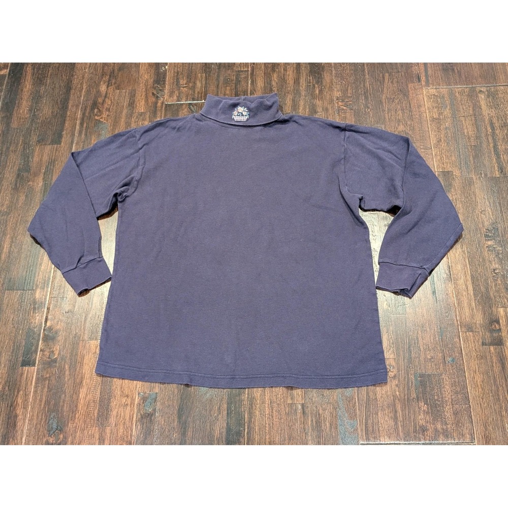 Vintage Northern Isles Embroidered Turtleneck Sweater Womens Large Purple Granny